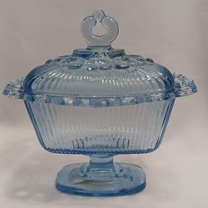 Indiana Glass Horizon Blue wedding box with lid